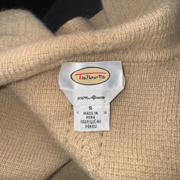 Talbots Tan Button Down 100% Alpaca longline sweater size small - Picture 5 of 5
